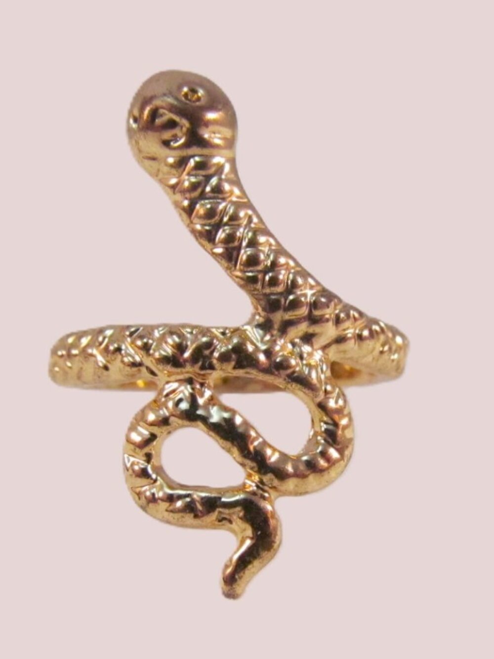 Textured Gold Tone Finish Snake Wrap Ring Size 6.5 Metal Serpent Costume Jewelry